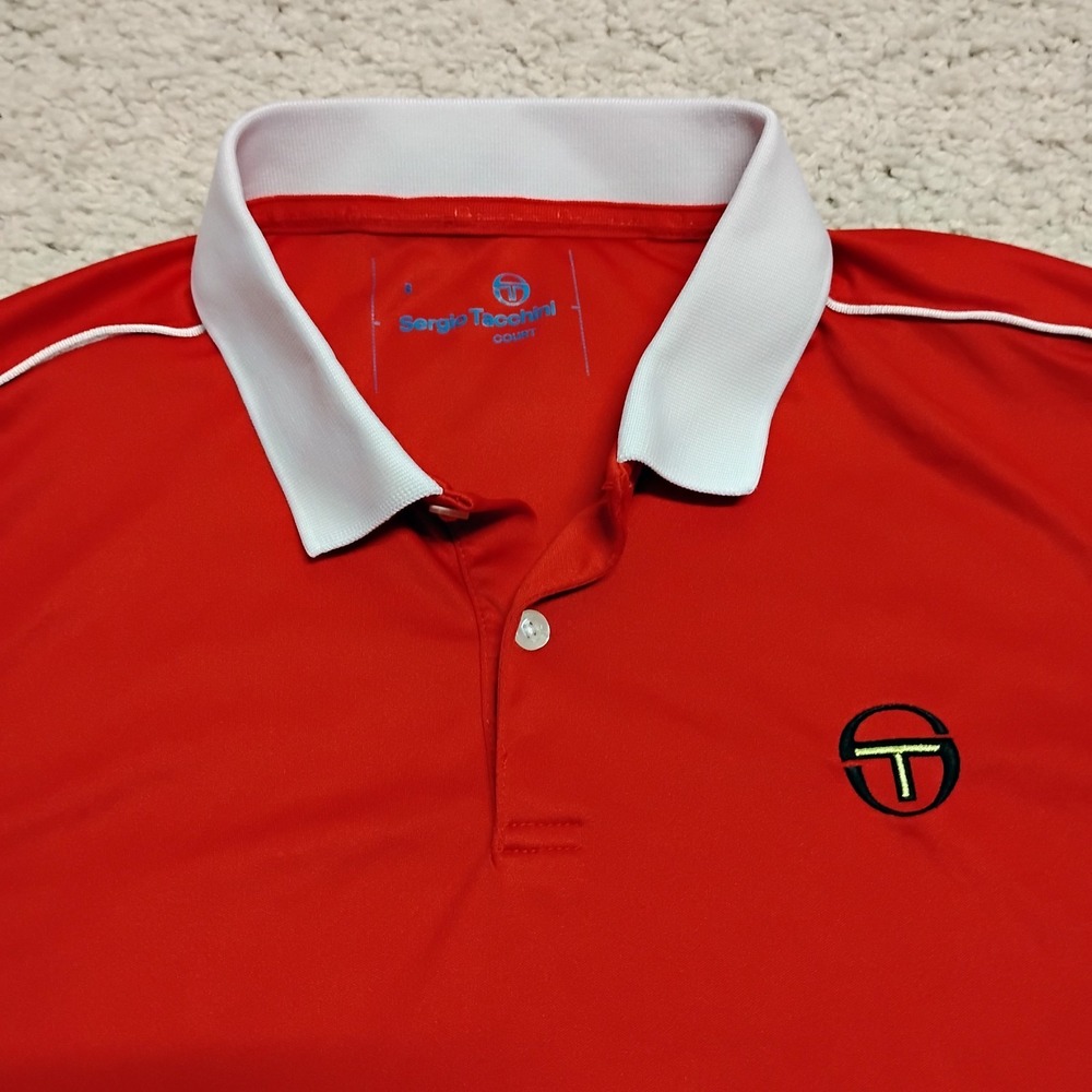 Sergio Tacchini Shirt Mens Small Red Performance Court Golf Tennis Polo Workout
